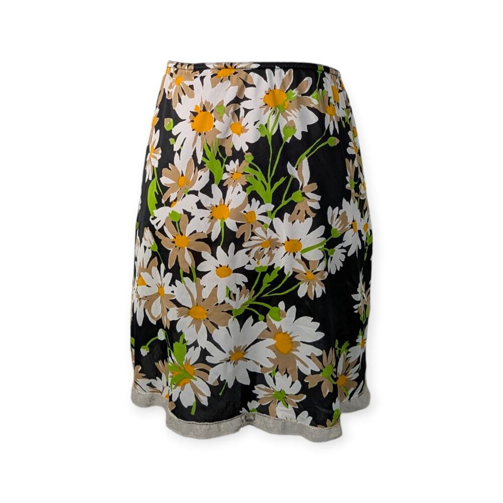Vintage 60s Accentuate Daisy Print Nylon Slip Skirt